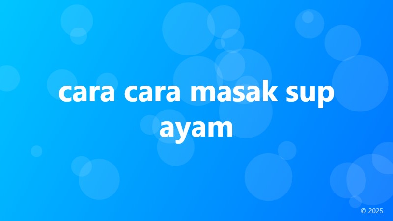 cara cara masak sup ayam