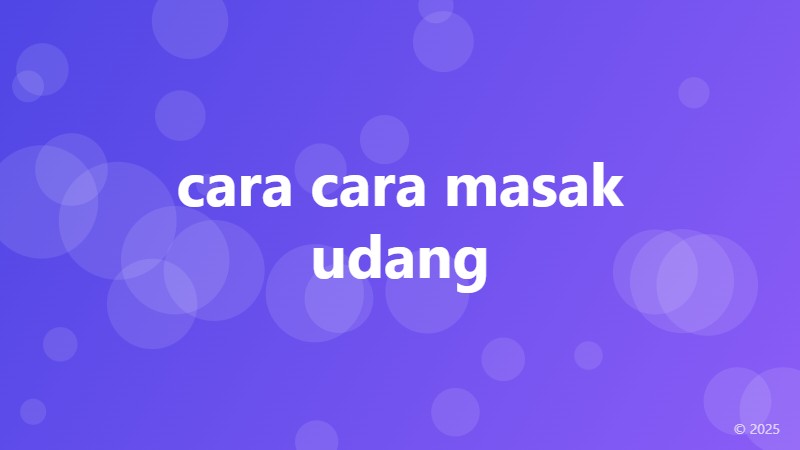 cara cara masak udang