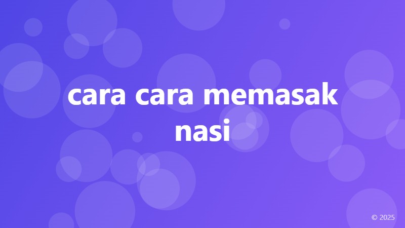 cara cara memasak nasi