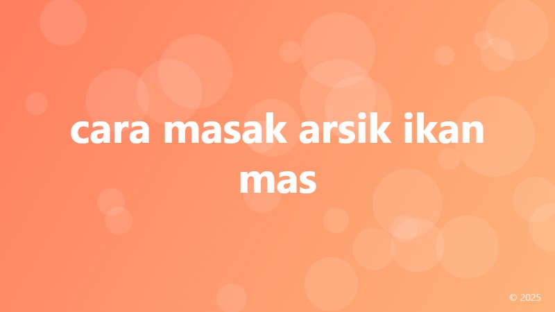 cara masak arsik ikan mas
