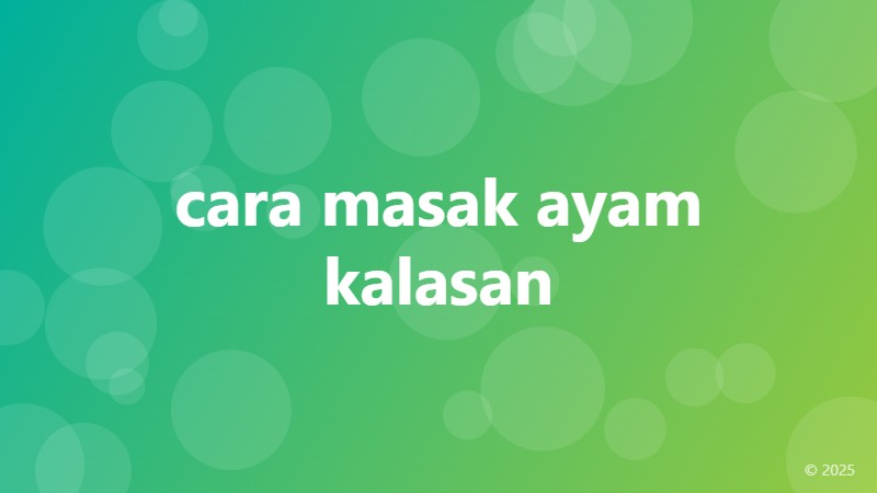 cara masak ayam kalasan