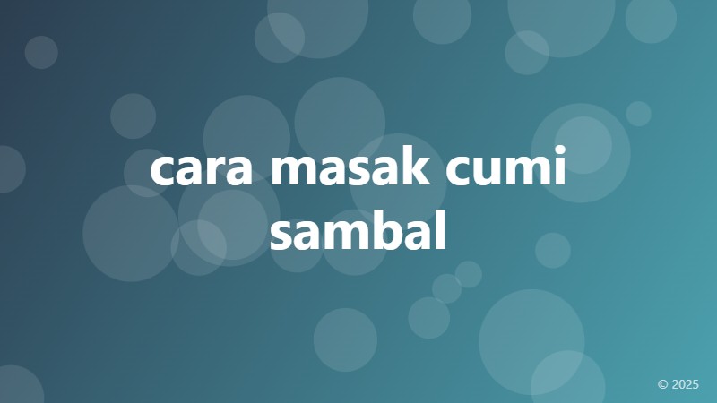 cara masak cumi sambal