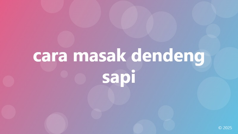 cara masak dendeng sapi
