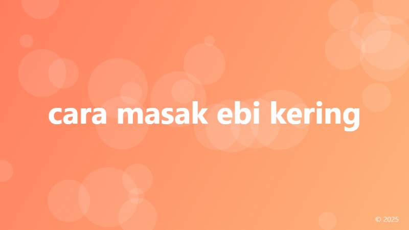cara masak ebi kering