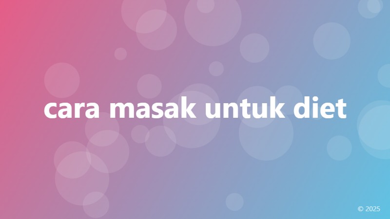 cara masak untuk diet